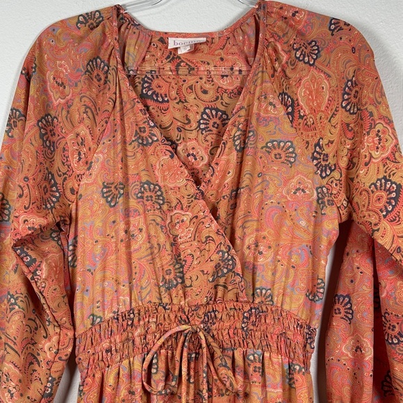 Anthropologie Boemo Coral Pink Tiered Maxi Dress Long Sleeve Boho Size S - Picture 6 of 12